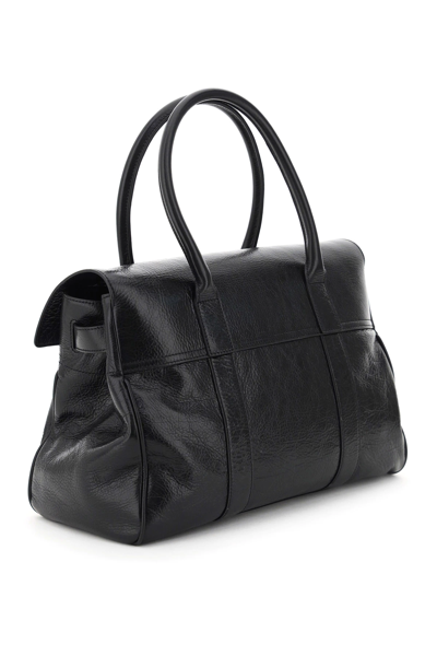 Shop Mulberry High Shine Grained Leather Bayswater Bag In Black