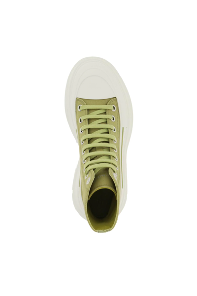 Shop Alexander Mcqueen Canvas Tread Slick Hi-top Sneakers In Green