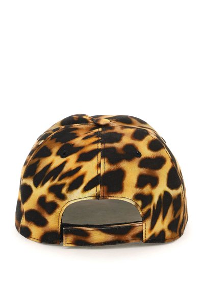 Shop Stella Mccartney Leopard-print Logo Baseball Cap In Beige,black