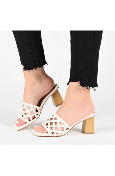 Journee Collection Evvie Braided Sandal In White