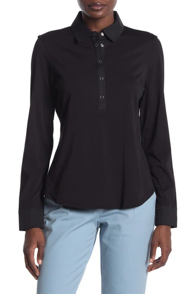 Shop Donna Karan Woman Long Sleeve Collared Top In Black