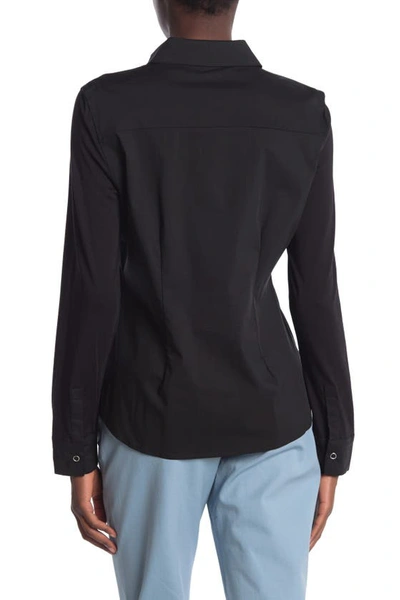 Shop Donna Karan Woman Long Sleeve Collared Top In Black