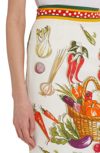 Shop Dolce & Gabbana Stretch Silk Charmeuse Midi Pencil Skirt In Ha3um Verdura Fdo.b.natur.
