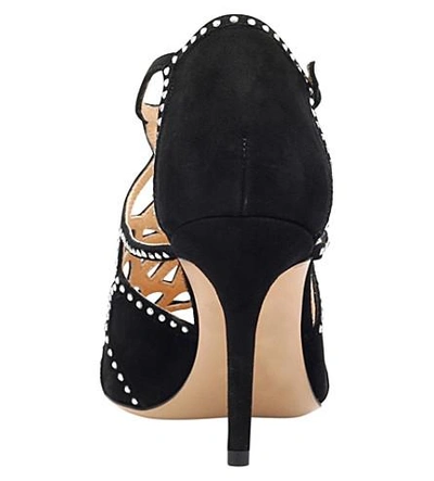 Shop Charlotte Olympia Lotte Suede Web Heeled Sandals In Black