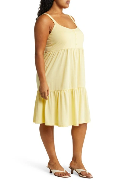 Shop Vero Moda Curve Astrid Tiered Cotton Blend Dress In Lemon Meringue