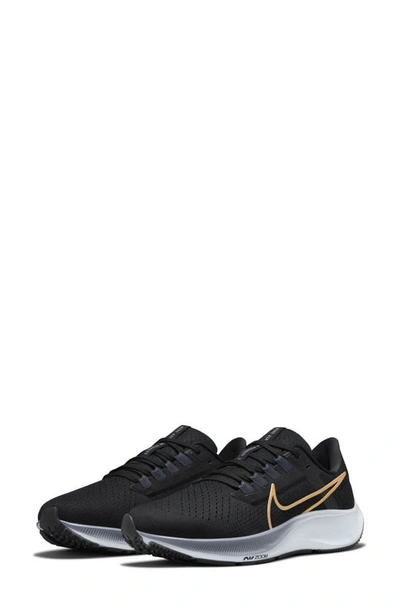 Shop Nike Air Zoom Pegasus 38 Running Shoe In Black/ Gold Coin/ Blue