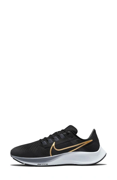 Nike Air Zoom Pegasus 38 Running Shoe In Black/ Gold Coin/ Blue