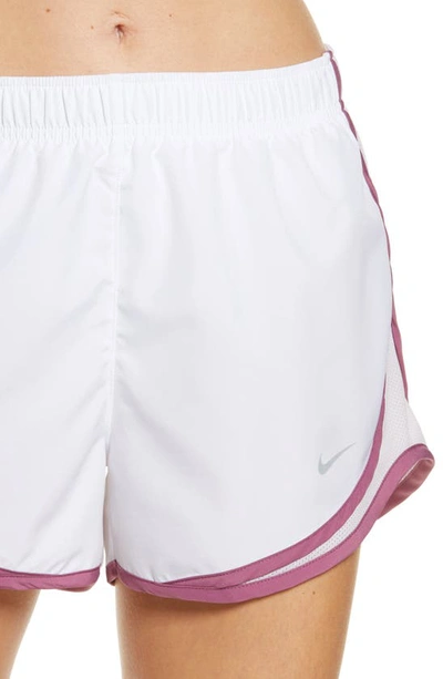 Shop Nike Dri-fit Tempo Running Shorts In White/ Wolf Grey
