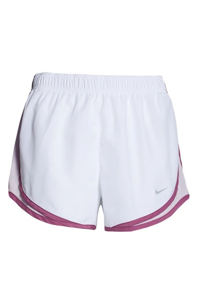 Shop Nike Dri-fit Tempo Running Shorts In White/ Wolf Grey