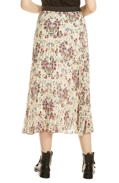 Shop Maje Floral Pleated Midi Skirt In Imprime