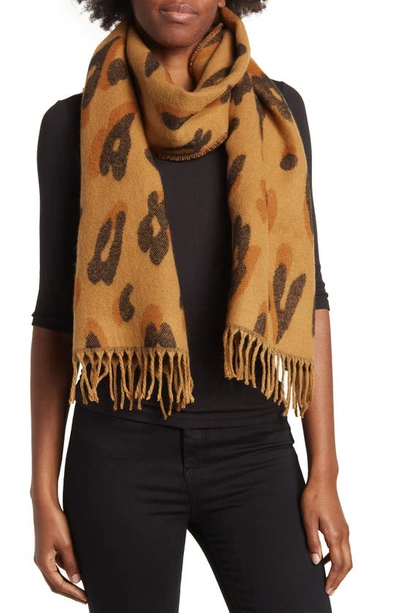 Shop Madewell Painted Leopard Scarf In Toffee