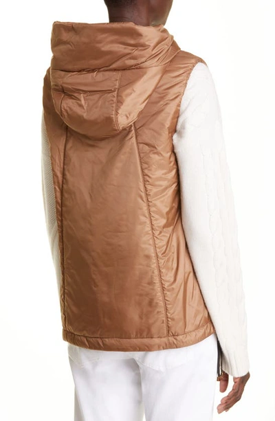 Max Mara Greengo Waterproof Hooded Padded Vest In Beige Golden