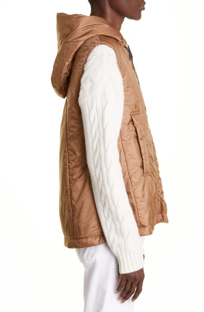 Max Mara Greengo Waterproof Hooded Padded Vest In Beige Golden