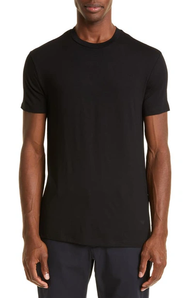 Shop Emporio Armani Stretch Viscose T-shirt In Solid Black