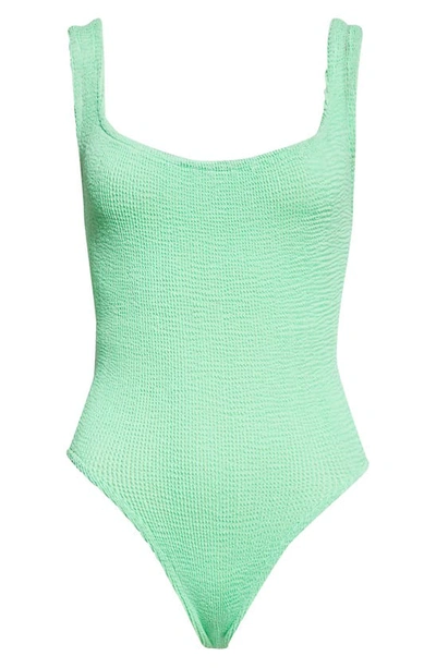 Shop Hunza G Crinkle One-piece Swimsuit In Lime