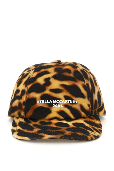 Shop Stella Mccartney Leopard Print Logo Baseball Cap In Multi-colored