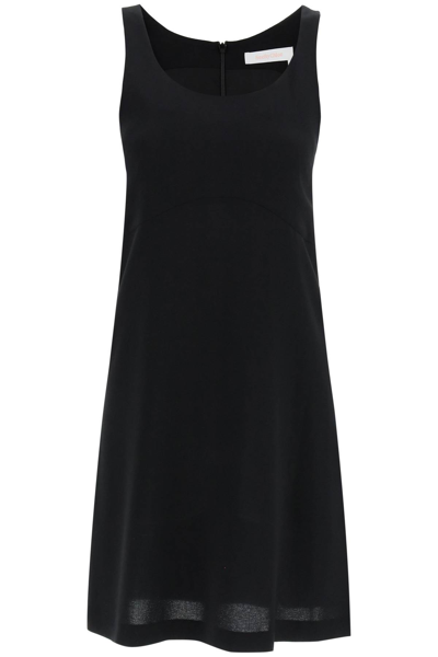 Shop See By Chloé See By Chloe Crepe De Chine Short Dress In Black