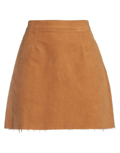 Shop Department 5 Woman Mini Skirt Tan Size 25 Cotton, Elastane In Brown