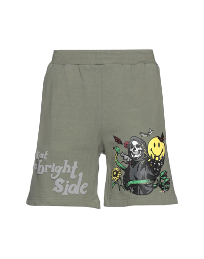 Shop Market Smiley Look At The Bright Side Sweatshorts Man Shorts & Bermuda Shorts Military Green Size Xl