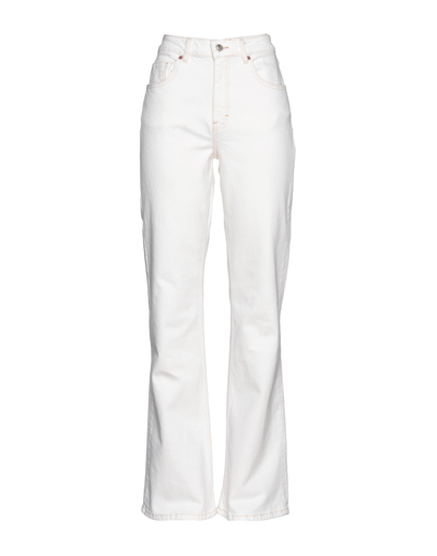 Shop Topshop Woman Jeans Ivory Size 30w-32l Cotton, Elastane In White