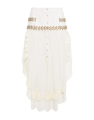 Shop Chloé Woman Midi Skirt Ivory Size 10 Silk, Viscose, Elastane, Polyester In White
