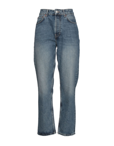 Shop Topshop Woman Jeans Blue Size 32w-30l Cotton