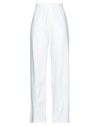 Shop Spago Donna Woman Pants White Size M Cotton, Elastane