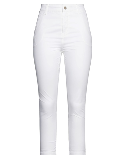 Shop Manila Grace Woman Pants White Size 2 Cotton, Elastane