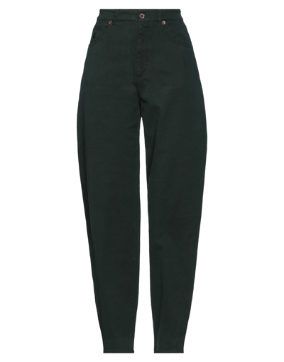 Shop European Culture Avantgar Denim By  Woman Pants Dark Green Size 26 Cotton, Polyester, Elastane