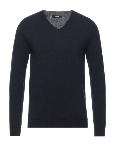 Shop Alpha Studio Man Sweater Midnight Blue Size 46 Viscose, Nylon, Wool, Cashmere, Polyester
