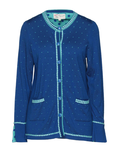 Shop Maison Common Woman Cardigan Blue Size 10 Merino Wool, Silk, Cashmere