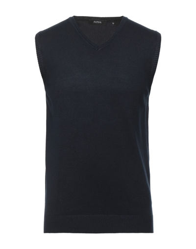 Shop Alpha Studio Man Sweater Midnight Blue Size L Viscose, Polyamide