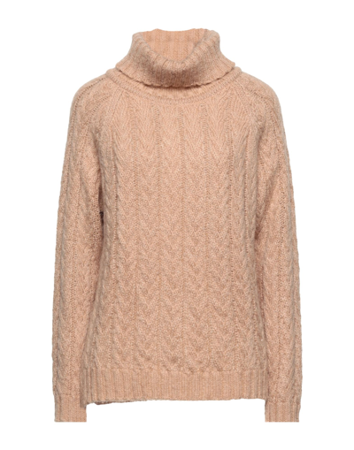 Shop Cacharel Woman Turtleneck Sand Size M Acrylic, Mohair Wool, Polyamide In Beige
