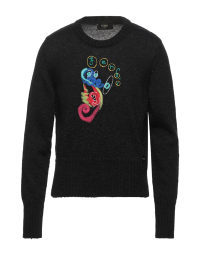 Shop Fendi Man Sweater Black Size 38 Mohair Wool, Polyamide, Wool, Acrylic