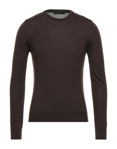 Shop Vneck Man Sweater Dark Brown Size 44 Merino Wool, Acrylic
