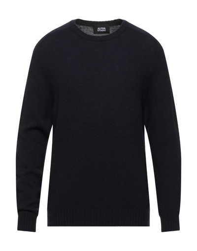 Shop Alpha Studio Man Sweater Midnight Blue Size 36 Geelong Wool