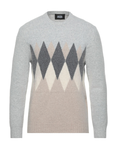 Shop Alpha Studio Man Sweater Light Grey Size 40 Metallic Fiber, Polyamide, Cashmere, Elastane