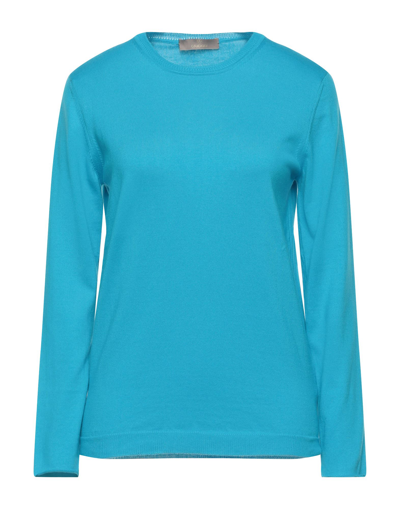 Shop Cruciani Woman Sweater Azure Size 10 Cotton In Blue