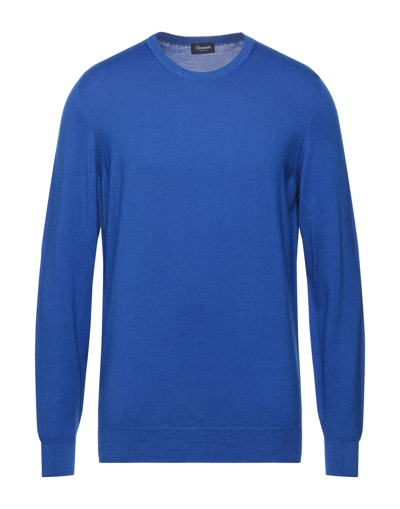 Shop Drumohr Man Sweater Bright Blue Size 46 Merino Wool