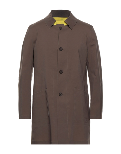Shop Kired Man Overcoat Brown Size 38 Polyester, Polyurethane