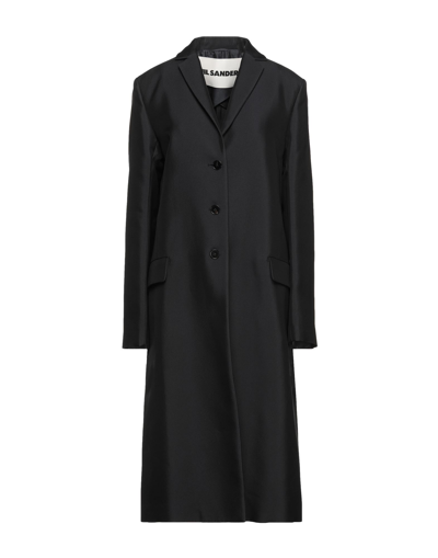 Shop Jil Sander Woman Overcoat & Trench Coat Midnight Blue Size 6 Polyamide, Silk In Dark Blue