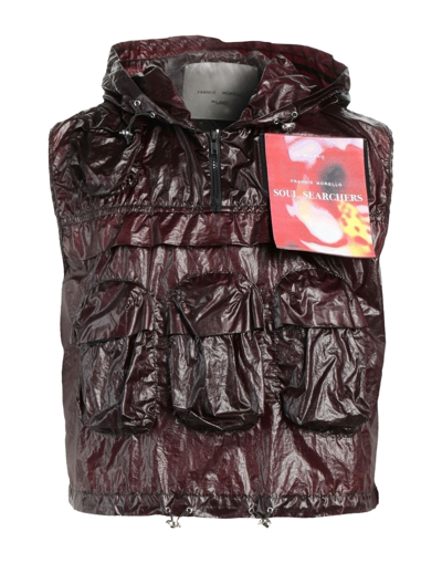 Shop Frankie Morello Man Jacket Burgundy Size Xl Polyamide In Red