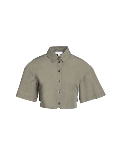 Shop Topshop Woman Shirt Military Green Size 10 Cotton, Nylon