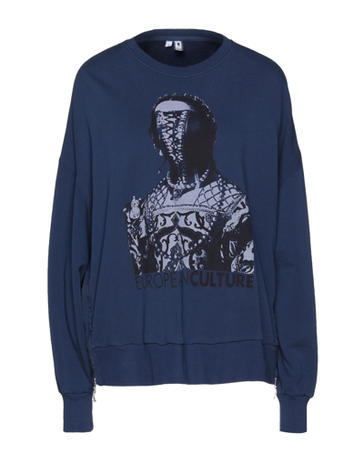 Shop European Culture Woman Sweatshirt Midnight Blue Size Xs Cotton, Elastane