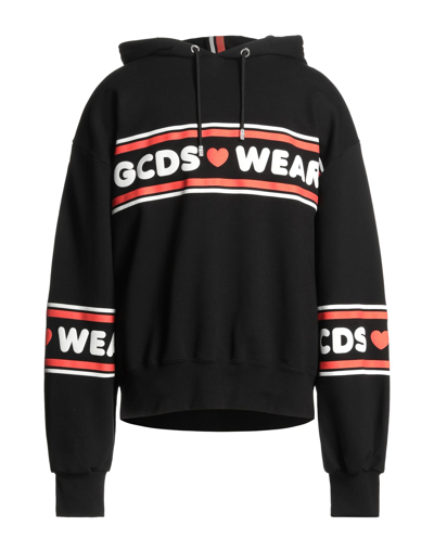 Shop Gcds Man Sweatshirt Black Size L Cotton