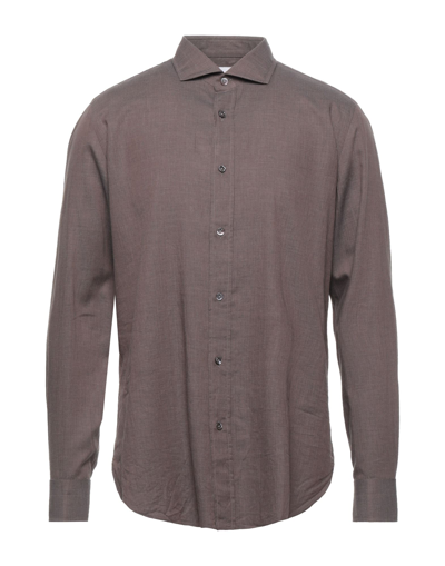 Shop Giampaolo Man Shirt Dark Brown Size 15 ¾ Cotton