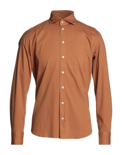 Shop Bastoncino Man Shirt Camel Size 15 ¾ Cotton, Elastane In Beige