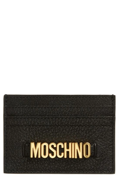 Shop Moschino Logo Leather Card Case In Black