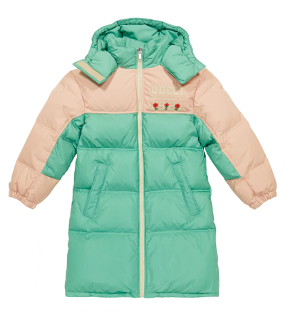Gucci Kids' Logo-embroidered Padded Shell-down Jacket 10-12 Years In  Malachite Green/mix | ModeSens