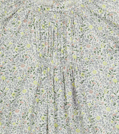 Shop Bonpoint Baby Luce Floral Cotton Playsuit In Gris Clair
